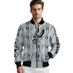 personalized san antonio spurs bolt stripe silver bomber jacket best selling