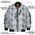 personalized san antonio spurs bolt stripe silver bomber jacket best selling