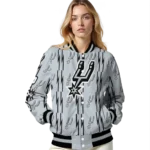 personalized san antonio spurs bolt stripe silver varsity jacket best selling.webp