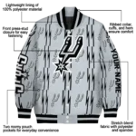 personalized san antonio spurs bolt stripe silver varsity jacket best selling.webp