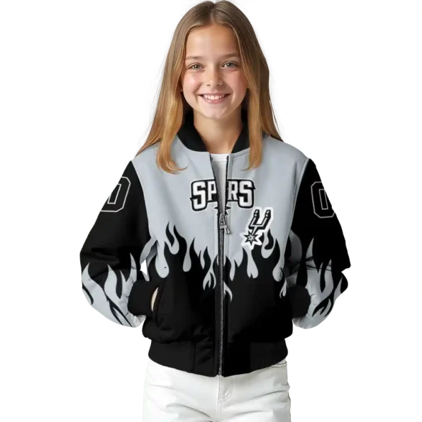 personalized san antonio spurs flame border silver black bomber jacket top rated