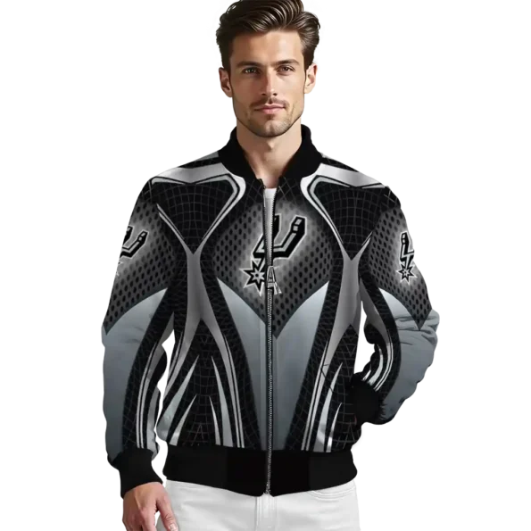 personalized san antonio spurs mesh chest black bomber jacket high quality