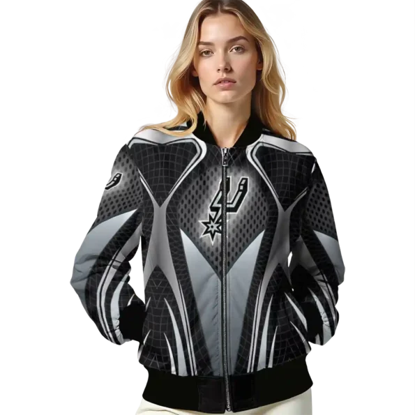 personalized san antonio spurs mesh chest black bomber jacket latest model