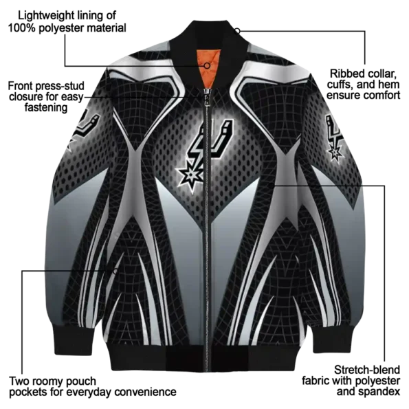 personalized san antonio spurs mesh chest black bomber jacket new arrival