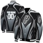 personalized san antonio spurs mesh chest black varsity jacket best selling.webp