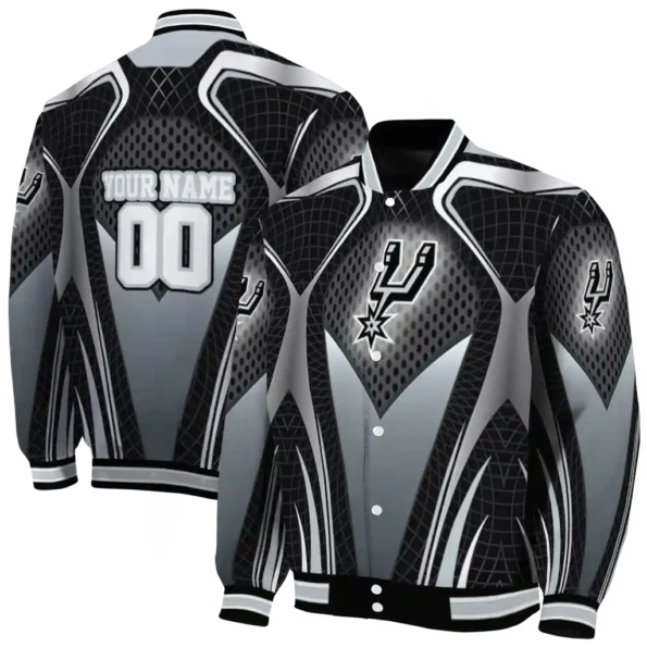 personalized san antonio spurs mesh chest black varsity jacket fashion forward.webp