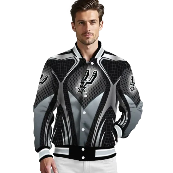 personalized san antonio spurs mesh chest black varsity jacket high quality.webp