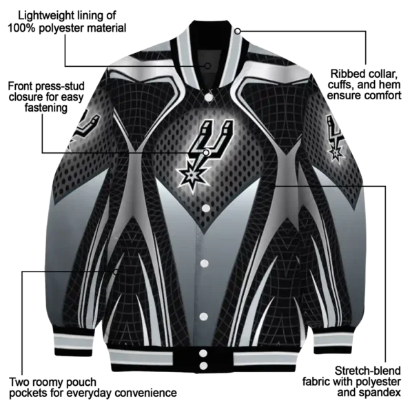 personalized san antonio spurs mesh chest black varsity jacket new arrival.webp