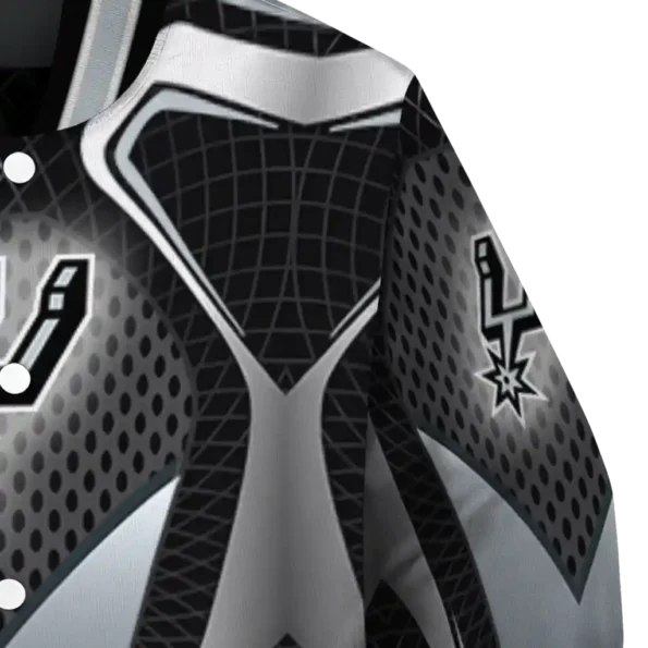 personalized san antonio spurs mesh chest black varsity jacket premium grade.webp