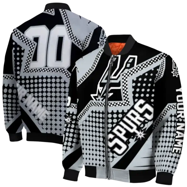 personalized san antonio spurs star burst silver bomber jacket fashion forward