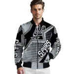 personalized san antonio spurs star burst silver bomber jacket best selling