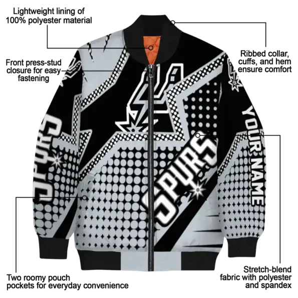 personalized san antonio spurs star burst silver bomber jacket new arrival
