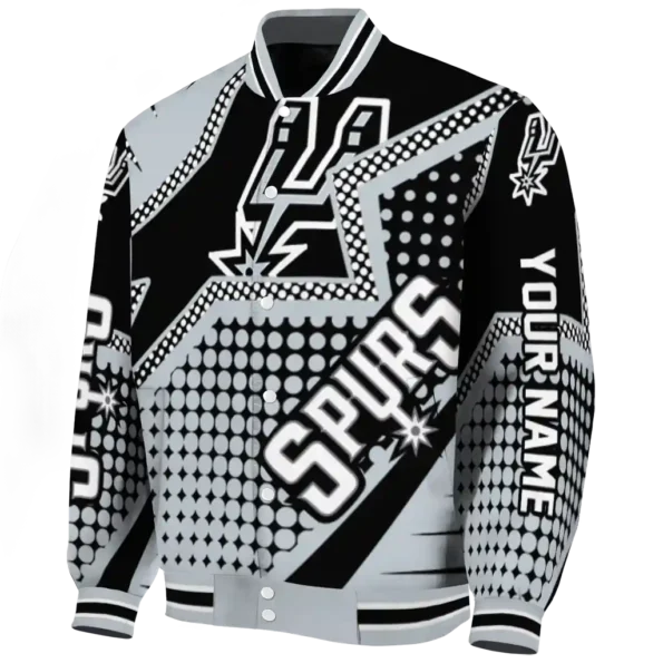 personalized san antonio spurs star burst silver varsity jacket best selling.webp