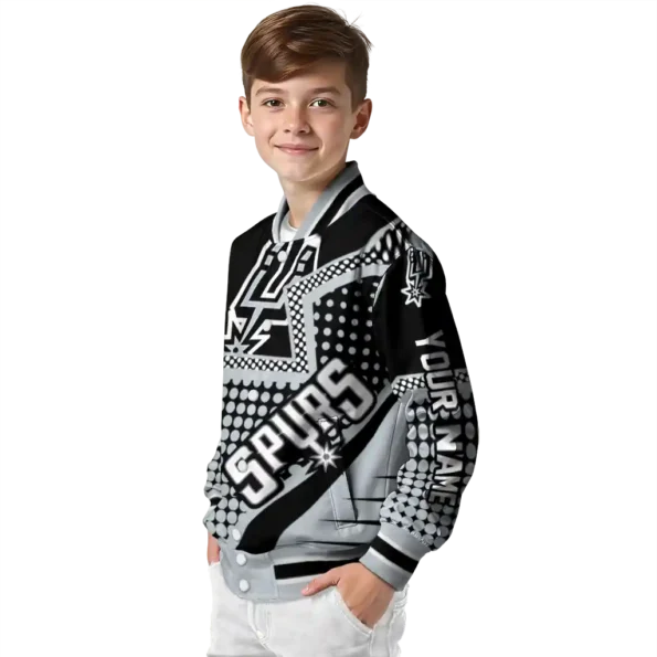 personalized san antonio spurs star burst silver varsity jacket trendy.webp
