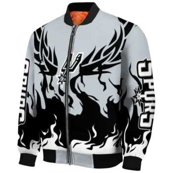 personalized san antonio spurs winged blaze silver white bomber jacket best selling