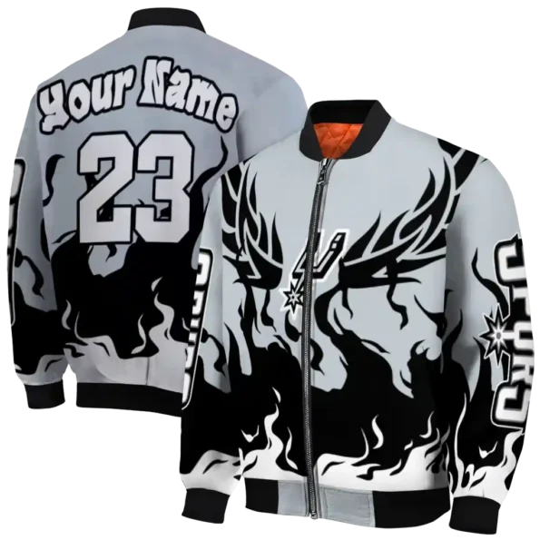 personalized san antonio spurs winged blaze silver white bomber jacket fashion forward