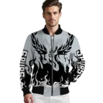 personalized san antonio spurs winged blaze silver white bomber jacket best selling