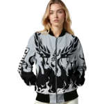 personalized san antonio spurs winged blaze silver white bomber jacket best selling