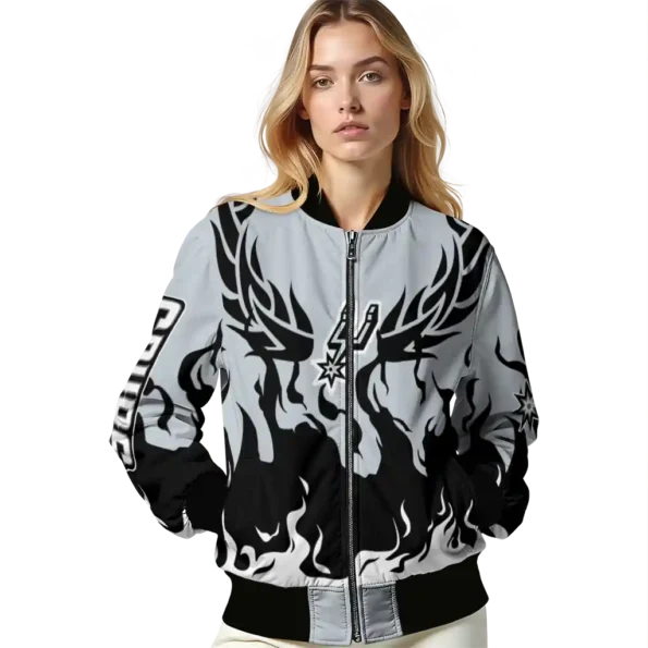 personalized san antonio spurs winged blaze silver white bomber jacket latest model