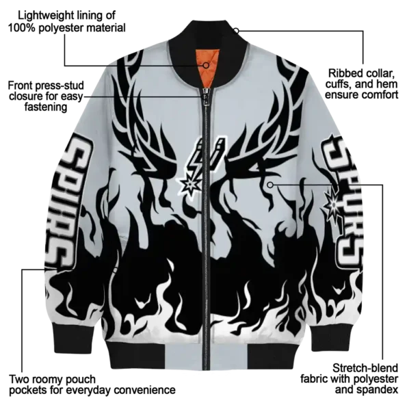 personalized san antonio spurs winged blaze silver white bomber jacket new arrival