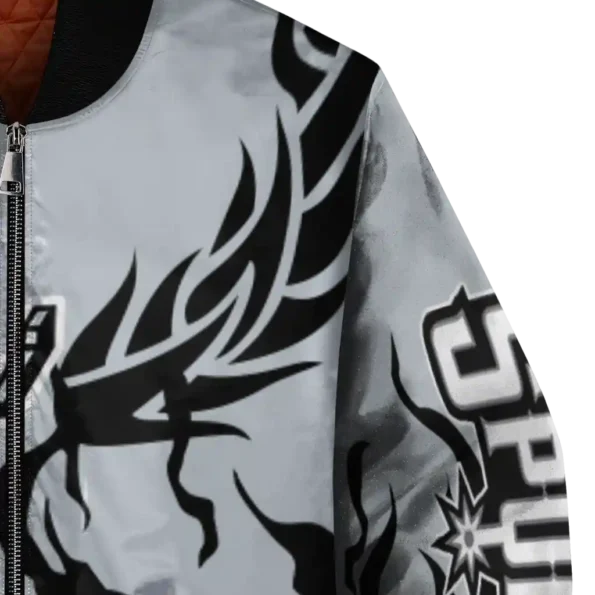 personalized san antonio spurs winged blaze silver white bomber jacket premium grade