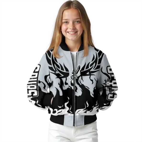 personalized san antonio spurs winged blaze silver white bomber jacket top rated