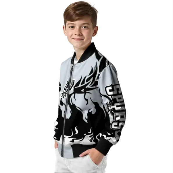 personalized san antonio spurs winged blaze silver white bomber jacket trendy