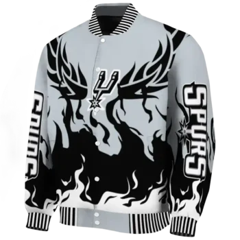 personalized san antonio spurs winged blaze silver white varsity jacket best selling.webp
