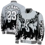 personalized san antonio spurs winged blaze silver white varsity jacket best selling.webp