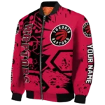 personalized toronto raptors hexagon cluster red black bomber jacket best selling
