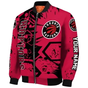 personalized toronto raptors hexagon cluster red black bomber jacket best selling