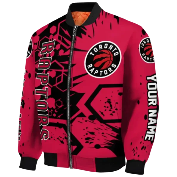 personalized toronto raptors hexagon cluster red black bomber jacket best selling