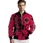 personalized toronto raptors hexagon cluster red black bomber jacket best selling