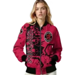 personalized toronto raptors hexagon cluster red black bomber jacket best selling