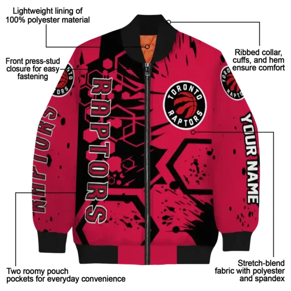 personalized toronto raptors hexagon cluster red black bomber jacket new arrival