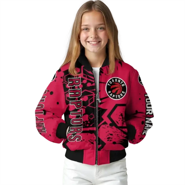 personalized toronto raptors hexagon cluster red black bomber jacket top rated