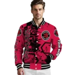 personalized toronto raptors hexagon cluster red black varsity jacket best selling.webp