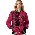 personalized toronto raptors hexagon cluster red black varsity jacket best selling.webp