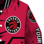 personalized toronto raptors hexagon cluster red black varsity jacket best selling.webp