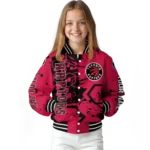 personalized toronto raptors hexagon cluster red black varsity jacket best selling.webp