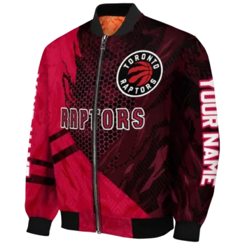 personalized toronto raptors hexagon mesh red black bomber jacket best selling