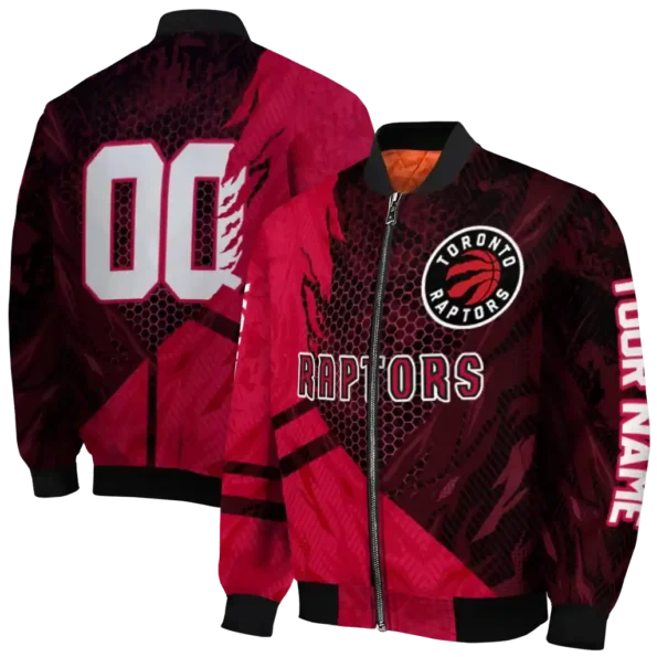 personalized toronto raptors hexagon mesh red black bomber jacket fashion forward