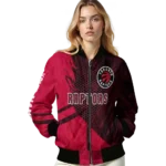 personalized toronto raptors hexagon mesh red black bomber jacket best selling