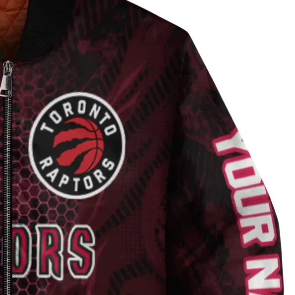 personalized toronto raptors hexagon mesh red black bomber jacket premium grade