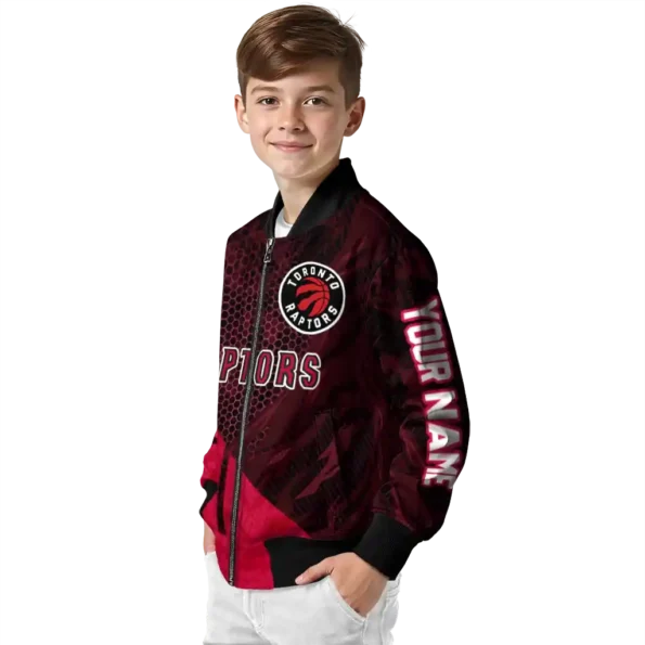 personalized toronto raptors hexagon mesh red black bomber jacket trendy