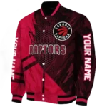 personalized toronto raptors hexagon mesh red black varsity jacket best selling.webp