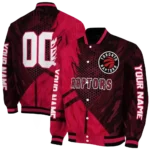 personalized toronto raptors hexagon mesh red black varsity jacket best selling.webp
