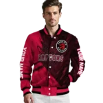personalized toronto raptors hexagon mesh red black varsity jacket best selling.webp