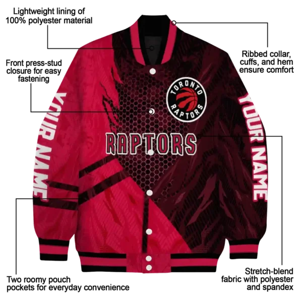 personalized toronto raptors hexagon mesh red black varsity jacket new arrival.webp