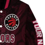 personalized toronto raptors hexagon mesh red black varsity jacket best selling.webp